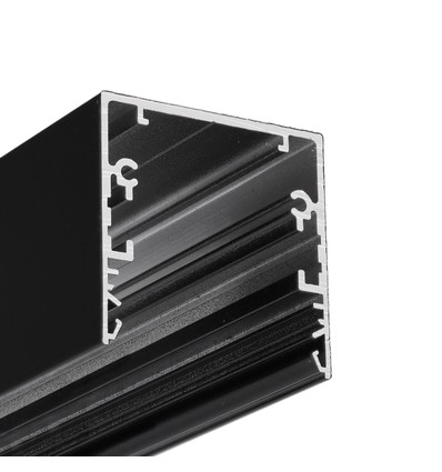 1m aluprofil PHIL53 C10 - Svart lakkert, påbygging, LED skinne