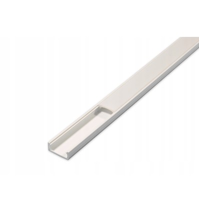 Profilé PVC 16x7 pour bande LED - 1 mètre, blanc, avec couvercle blanc laiteux