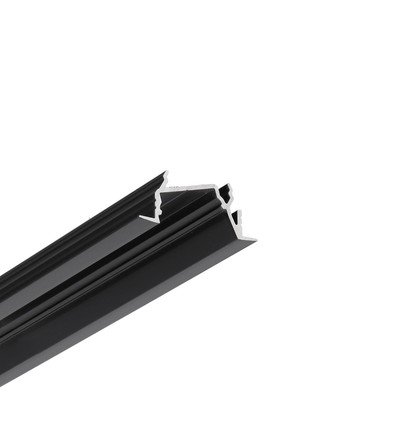 Profilé en aluminium 1m DIAGONAL14 F/TY - Noir anodisé, encastré, rail LED