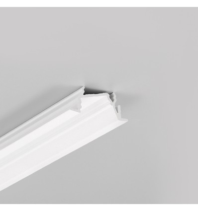 Profilé en aluminium 1m DIAGONAL14 F/TY - Blanc laqué, encastré, rail LED