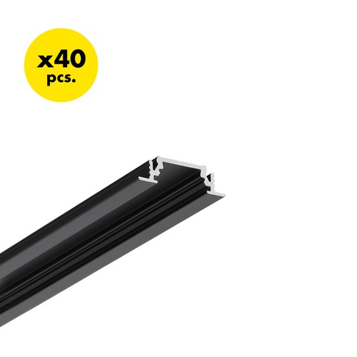 40 pcs. profilé en aluminium GROOVE10 BC/UX 2m - anodisé noir, encastré, rail LED
