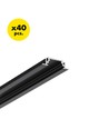40 st. 2m aluprofil GROOVE10 BC/UX - Svart anodiserad, inbyggd, LED skena