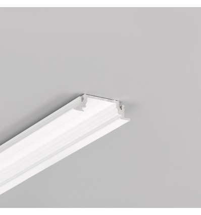 2m aluprofil GROOVE14 EE7F/TY - Hvid lakeret, indbygget, LED skinne
