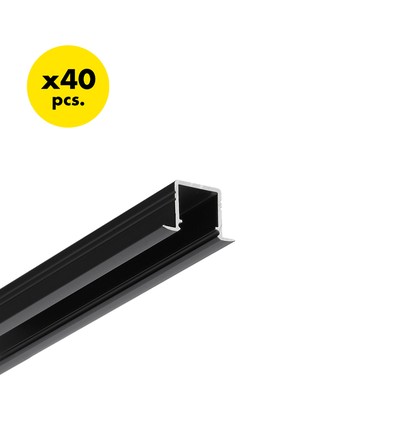 40 pcs. profilé en aluminium SMART-IN10 AC2/Z 2m - Noir anodisé, encastré, rail LED
