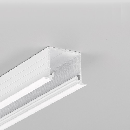 1m aluprofil LINEA-IN20 EE7F/U7 - Hvid lakeret, indbygget, LED skinne