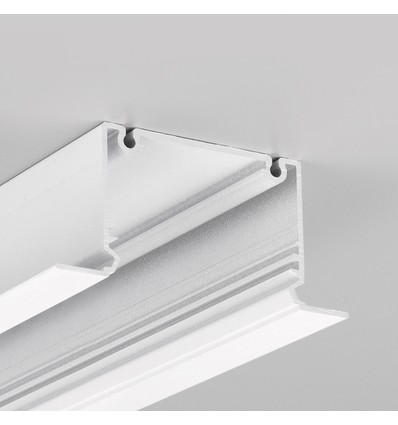 1m aluprofil PHIL RECESSED C10 - Hvid lakeret, indbygget, LED skinne