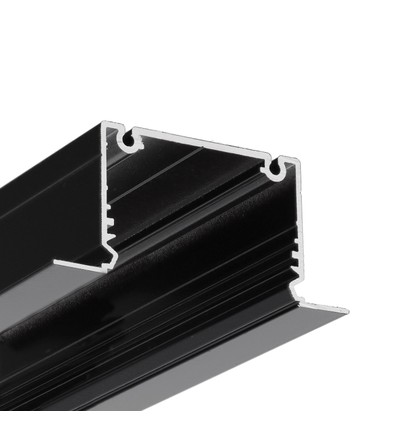 1m aluminiumsprofil PHIL RECESSED C10 - Sort lakkert, innfelt, LED skinne