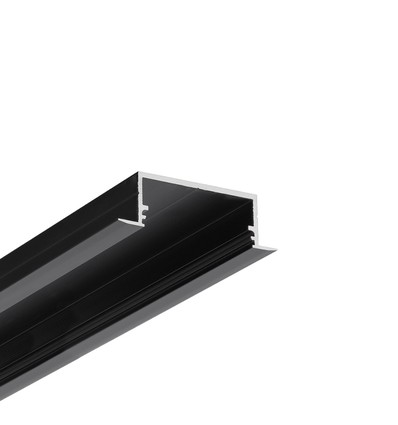2m aluprofil VARIO30-06 ACDE-9/U9 - Svart anodiserad, inbyggd, LED-skena