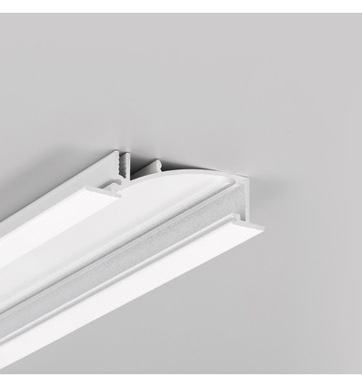1m aluminiumsprofil FLAT8 H/UX - Hvit, innebygd, LED-skinne