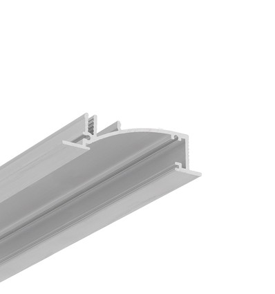 2m aluprofil FLAT8 H/UX - Ubehandlet aluminium, innfelt, LED-skinne