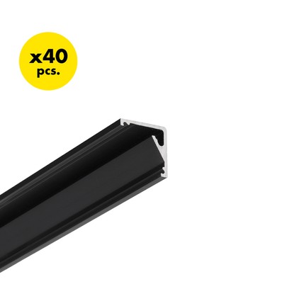 40 stuks 2m aluminium profiel CABI12 E - Zwart geanodiseerd, hoek, LED profiel