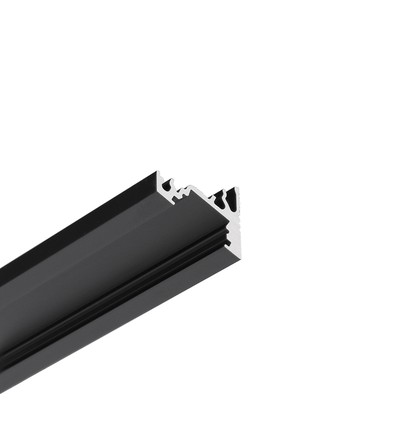2m aluprofil CORNER10 BC/UX - Svart anodiserad, hörn, LED-skena
