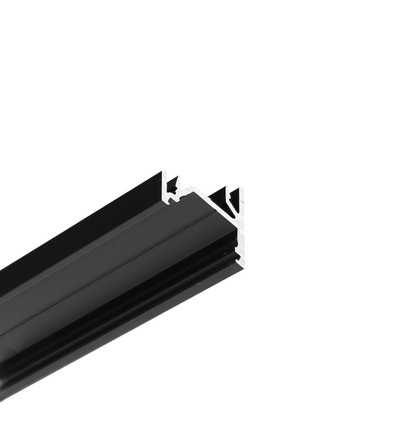 2m aluprofil CORNER12.V2 EF/U - Sort anodiseret, hjørne, LED skinne