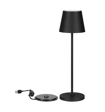 Lampe de table rechargeable V-Tac, sans fil - Noir, lampe de table extérieure IP54, tactile dimmable, modèle mini