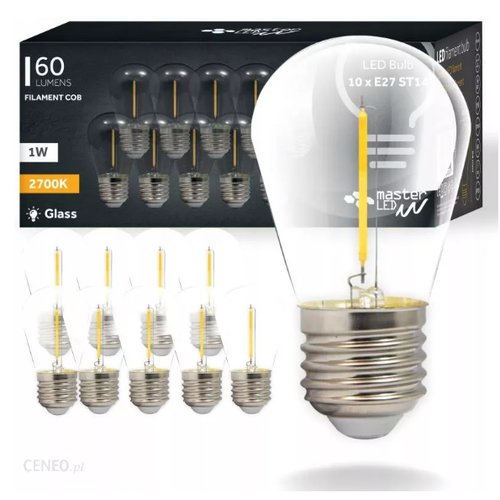 Lot de 10 ampoules LED E27 2W - ST14, filament COB, verre clair