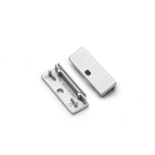 1 stk. Endestykke WIDE24 - Med hull, sølvfarget