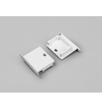 1 stk. Endestykke LINEA-IN20 - Med hull, hvit