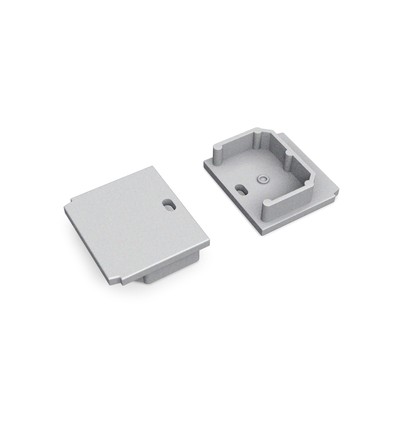 1 stk. Endestykke LINEA-IN20 TRIMLESS - Med hull, sølvfarget