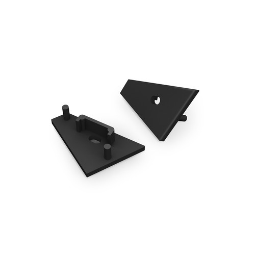 1 stk. Endestykke CORNER14 GEN2 - Med hull endestykke, svart