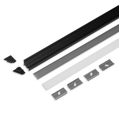 2m sett CORNER10.V2 + C CLICK - Svart anodisert