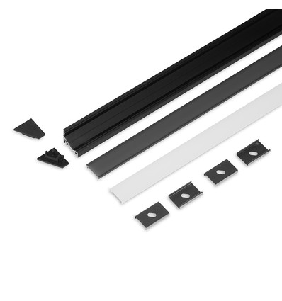 2m set CORNER12.V2 + F CLICK - Svart anodiserad