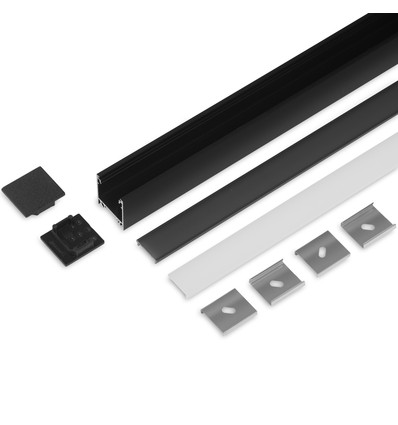 2m set LINEA20 + F CLICK - Zwart geanodiseerd