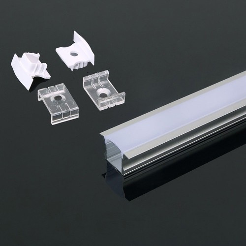 2m inbouwprofiel aluminium - Incl. melkwitte cover, eindkappen en clips, zilver, voor LED strips