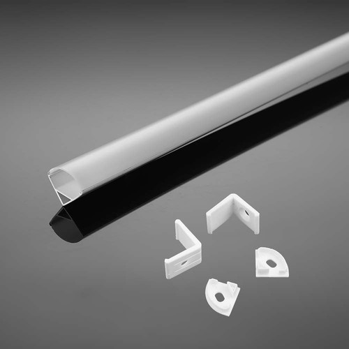 2m kit de montage de profil d'angle - 15,8x15,8mm, blanc, incl. couvercle opalin, clips et embouts