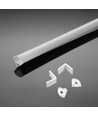 2m hoekprofiel montageset - 15,8x15,8mm, wit, incl. melkachtig wit deksel, clips en eindstukken