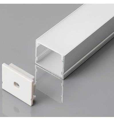 2m aluminiumsprofil sett - LED-Stripe profil, overflatemontering, 200x3x2cm