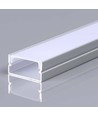 2m Alu profil for LED strips, sølv - 20x10mm, inkl. satin deksel, utenpåliggende
