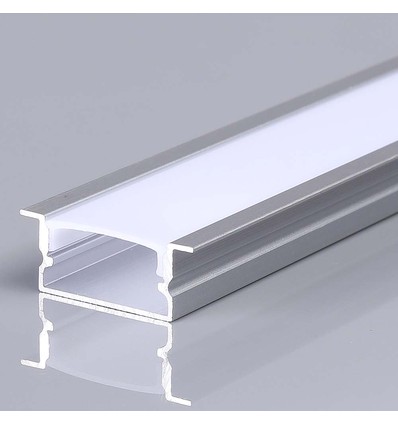 VT-8203 aluminium profiel - 2 meter, inclusief melkachtig wit cover en eindstukken