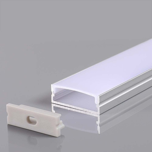 2m Alu profiel voor LED strips - Zilver, 30x10mm, incl. satin cover, voor opbouwmontage