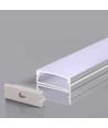 2m Alu profil til LED strips - Sølv, 30x10mm, inkl. satin cover, til overflademontering