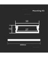 2m Alu profil til LED strips - Sølv, 30x10mm, inkl. satin cover, til overflademontering