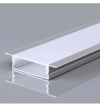 Profilé en aluminium large - 2 mètres, incluant un diffuseur blanc laiteux et des embouts