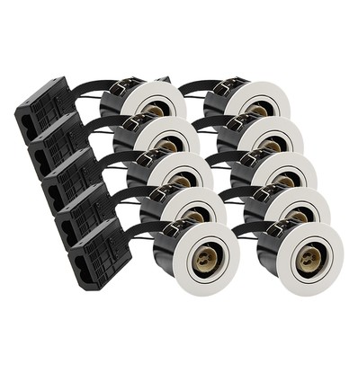 Lot de 10 spots encastrables GU10 Inno88 - Blanc mat, IP44, conforme pour installation en contact avec l'isolant