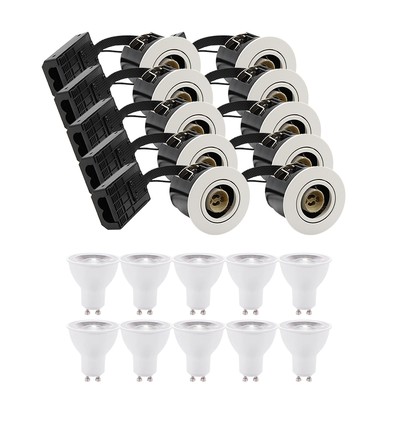 10 stk. innbyggingsspot Inno88 - Inkl. 6W RA97 GU10, matt hvit, IP44, godkjent i isolasjon