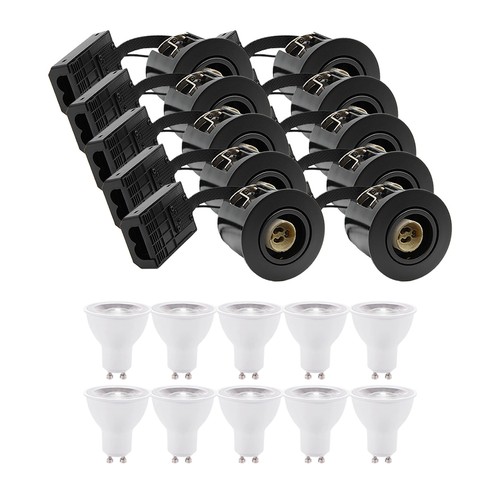 10 stk. innbyggingsspot Inno88 - Inkl. 6W RA97 GU10, sort, IP44, godkjent isolert