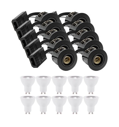 10 st. downlight Inno88 - Inkl. 6W RA97 GU10, svart, IP44, godkänd i isolering