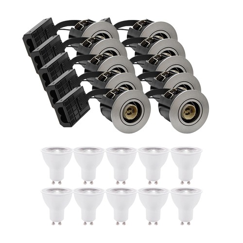 10 pcs spots encastrables Inno88 - Incl. 6W RA97 GU10, aluminium brossé, IP44, approuvé pour isolation