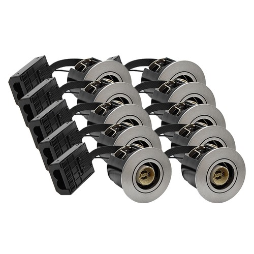 Lot de 10 spots encastrables GU10 Inno88 - Alu brossé, IP44, certifié pour contact avec isolation