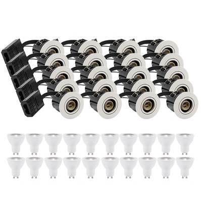 20 pcs spots encastrés Inno88 - Incl. 6W RA97 GU10, blanc mat, IP44, approuvé pour isolation