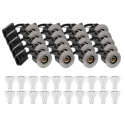 20 stk. innbyggingsspot Inno88 - Inkl. 6W RA97 GU10, børstet aluminium, IP44, godkjent i isolasjon