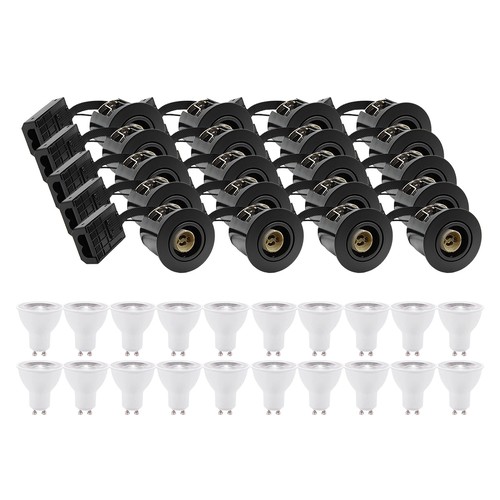 20 pcs. spots encastrés Inno88 - Incl. 6W RA97 GU10, noir, IP44, approuvé pour isolation