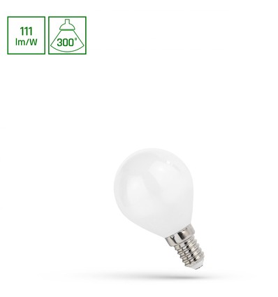 E14 5,5W LED kogellamp - G45, filament, mat glas, warm wit, 300°
