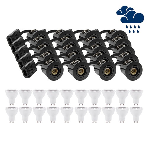 20 stk. LEDlife innbyggingsspot Inno88 Utendørs - Inkl. 6W GU10, Svart, IP44, direkte i isolasjon