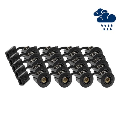 Lot de 20 spots encastrables GU10 Inno88 Extérieur - Noir, IP44, certifié pour contact avec isolant