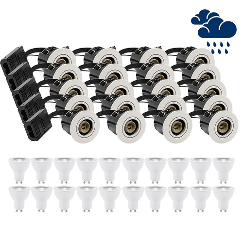 20 stk. LEDlife innbyggingsspot Inno88 Utendørs - Inkl. 6W GU10, Hvit, IP44, direkte i isolasjon