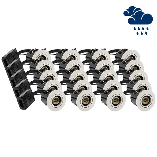 Lot de 20 spots encastrables GU10 Inno88 Extérieur - Blanc, IP44, certifié pour contact avec l'isolation